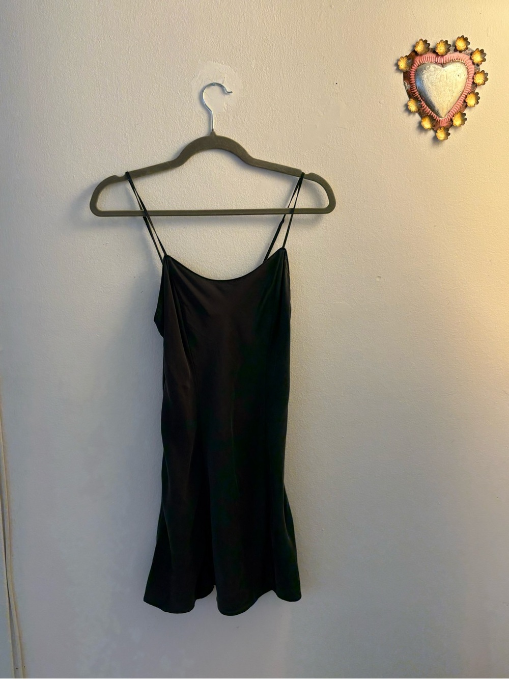 Vintage Black Satin Slip Dress with Spaghetti Straps